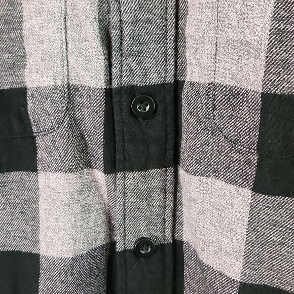 American Eagle Outfitters Women Black Gray Lavender Plaid Flannel XL Classic Fit - Picture 4 of 13